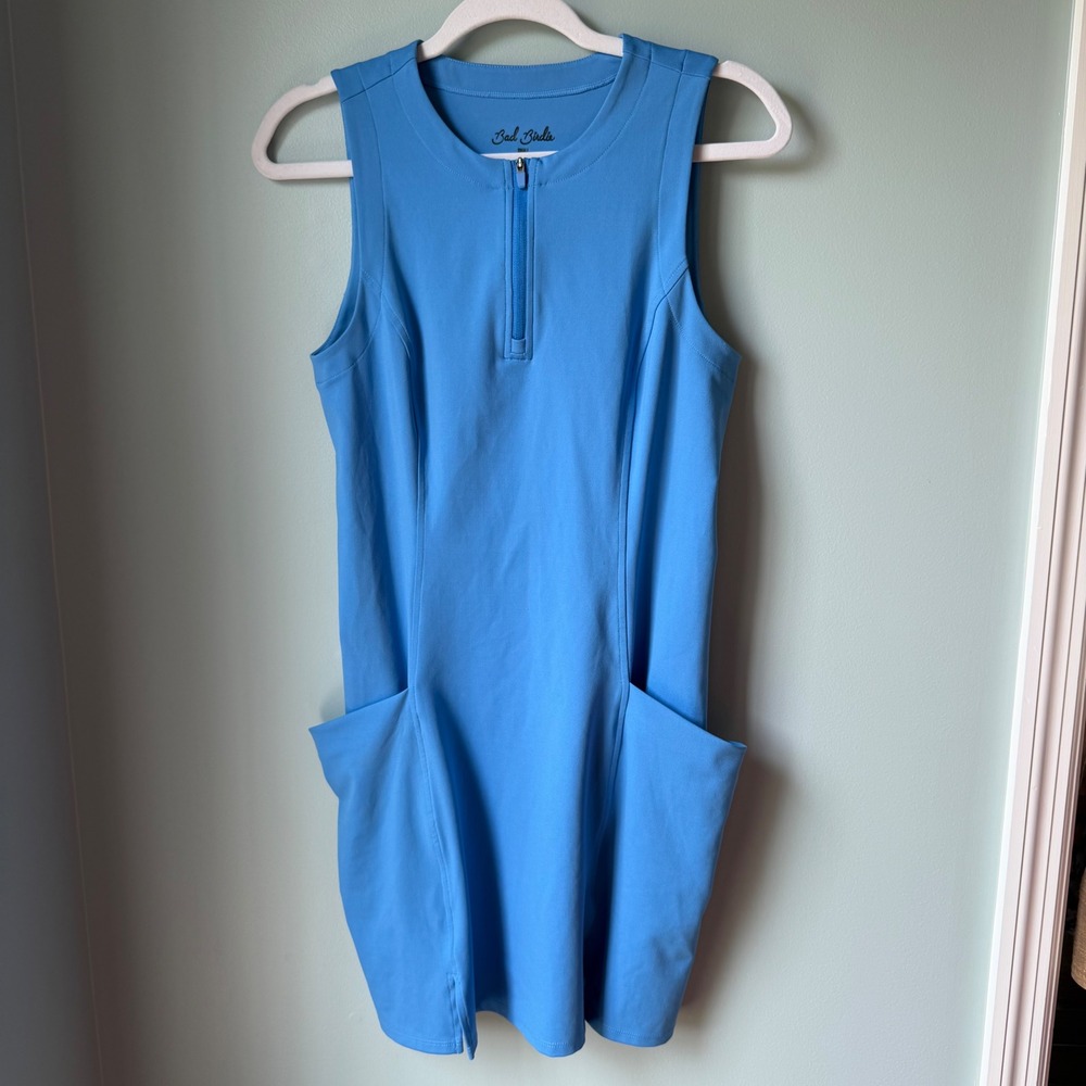 Bad Birdie Women's Hybrid Golf Dress Blue Sleeveless Drop In-Pockets Size Small